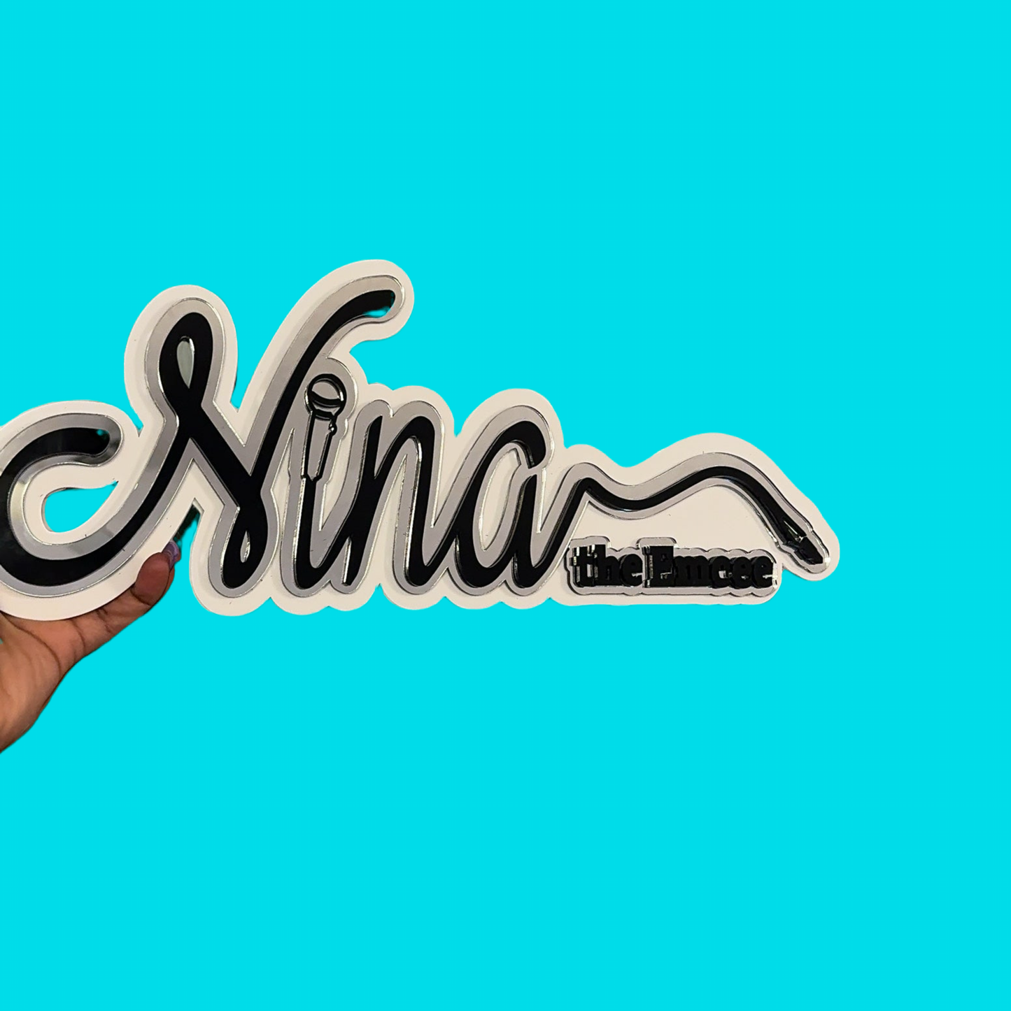 Acrylic logo sign for Nina the Emcee